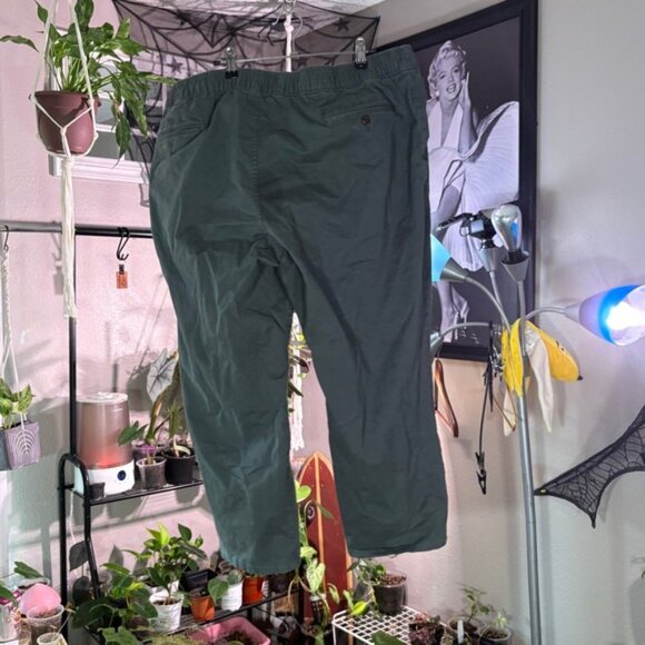 LL Bean Standard Fit Twill Pants XXL 30 Elastic Waist Casual Khaki Green - Picture 3 of 9